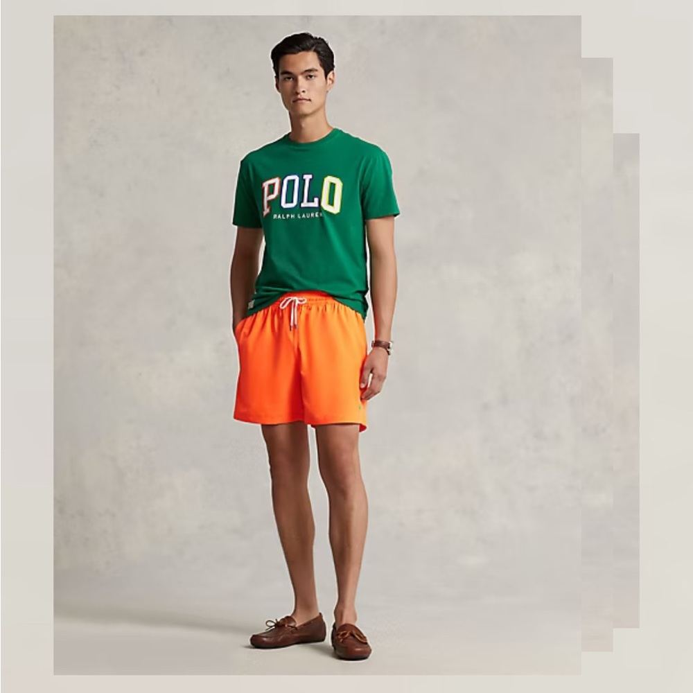 Polo Ralph Lauren 5.75 in Traveler Preppy Swim Trunk Orange size L